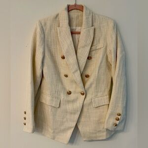 ZARA  Cream Double Breasted Blazer. Sz M  Medium.   Textured